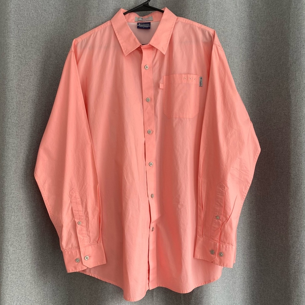 Columbia PFG Performance Fishing Gear Men's Coral Button-Down Shirt‎ L